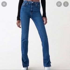 Zara High Rise Full Length Split Skinny